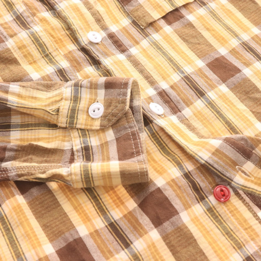 ■ エンジニアドガーメンツ シャツ 長袖 トップス チェック メンズ S ブラウン イエロー