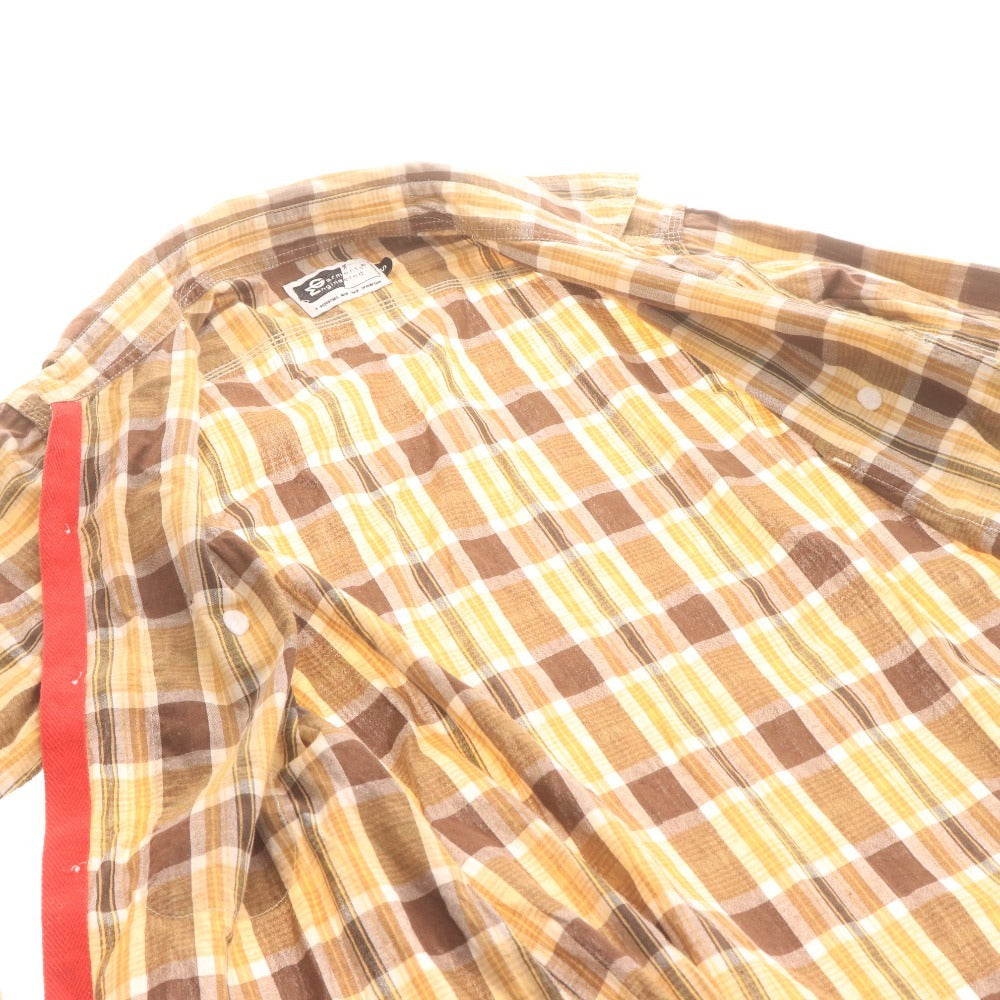 ■ エンジニアドガーメンツ シャツ 長袖 トップス チェック メンズ S ブラウン イエロー