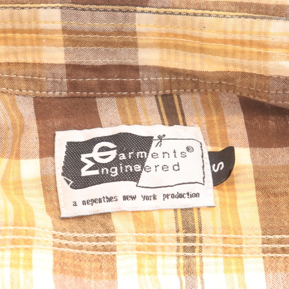 ■ エンジニアドガーメンツ シャツ 長袖 トップス チェック メンズ S ブラウン イエロー