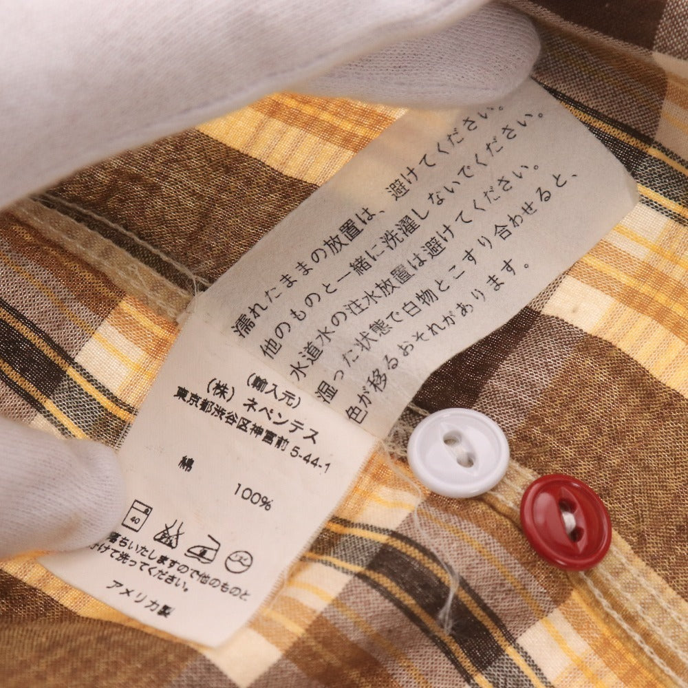 ■ エンジニアドガーメンツ シャツ 長袖 トップス チェック メンズ S ブラウン イエロー