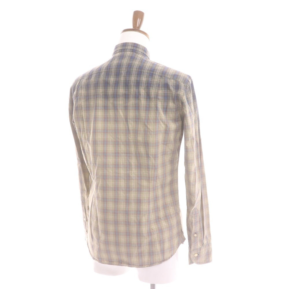 ■ カラー シャツ 長袖 トップス チェック メンズ 2 ブルー グリーン系