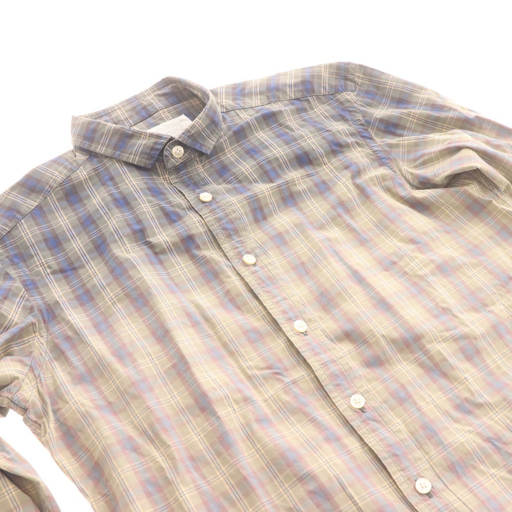 ■ カラー シャツ 長袖 トップス チェック メンズ 2 ブルー グリーン系