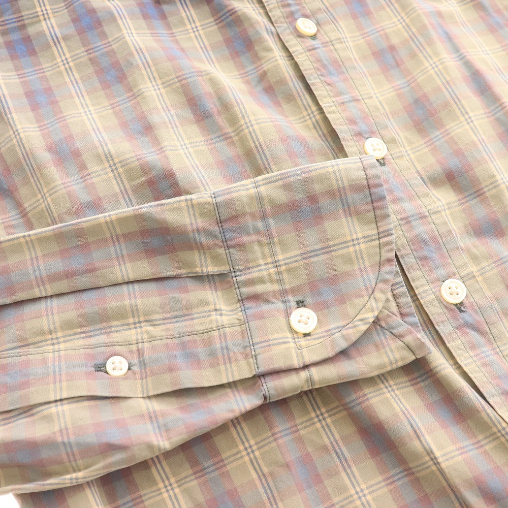 ■ カラー シャツ 長袖 トップス チェック メンズ 2 ブルー グリーン系