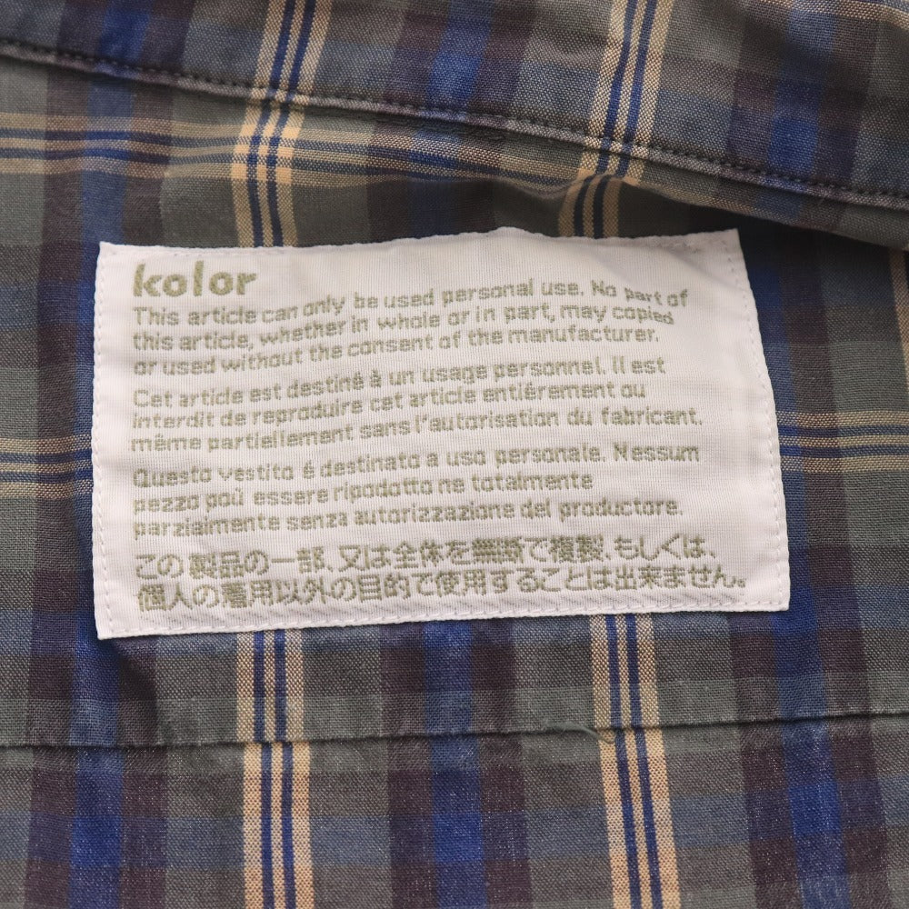 ■ カラー シャツ 長袖 トップス チェック メンズ 2 ブルー グリーン系