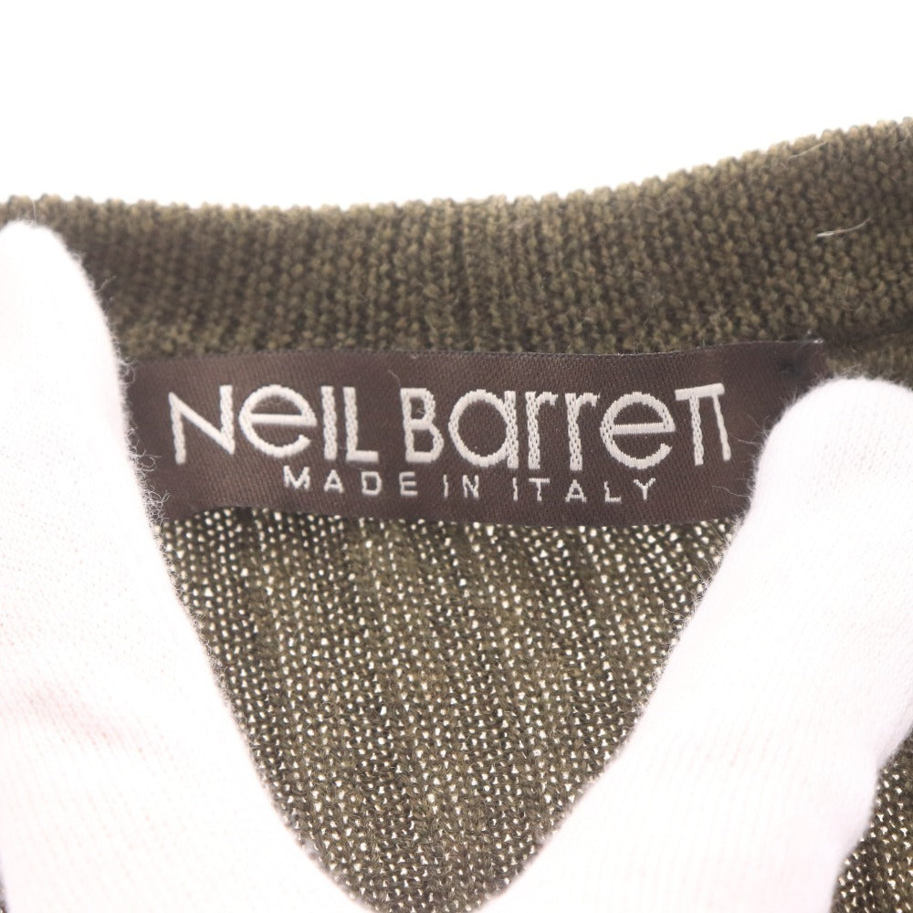 ■ ニールバレット ニット セーター トップス Vネック リブ メンズ カーキ