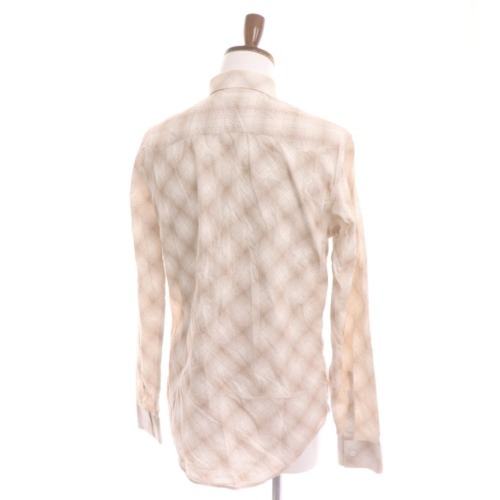 Dior Homme Long Sleeve Shirt with Eagle Embroidery and Check Pattern, Men's Size 40 (Equivalent to L), Brown and Beige