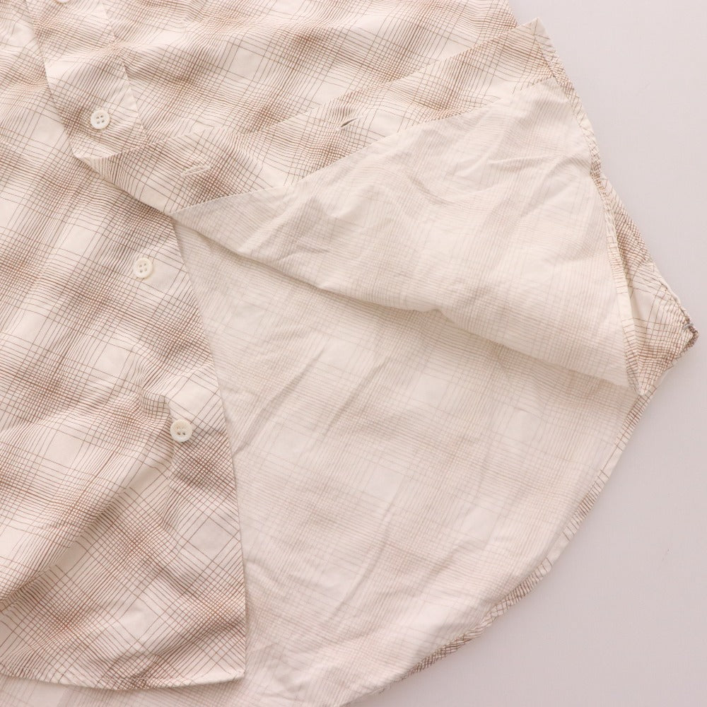 Dior Homme Long Sleeve Shirt with Eagle Embroidery and Check Pattern, Men's Size 40 (Equivalent to L), Brown and Beige