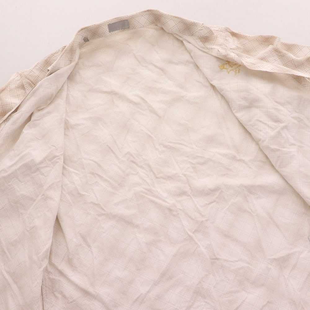 Dior Homme Long Sleeve Shirt with Eagle Embroidery and Check Pattern, Men's Size 40 (Equivalent to L), Brown and Beige