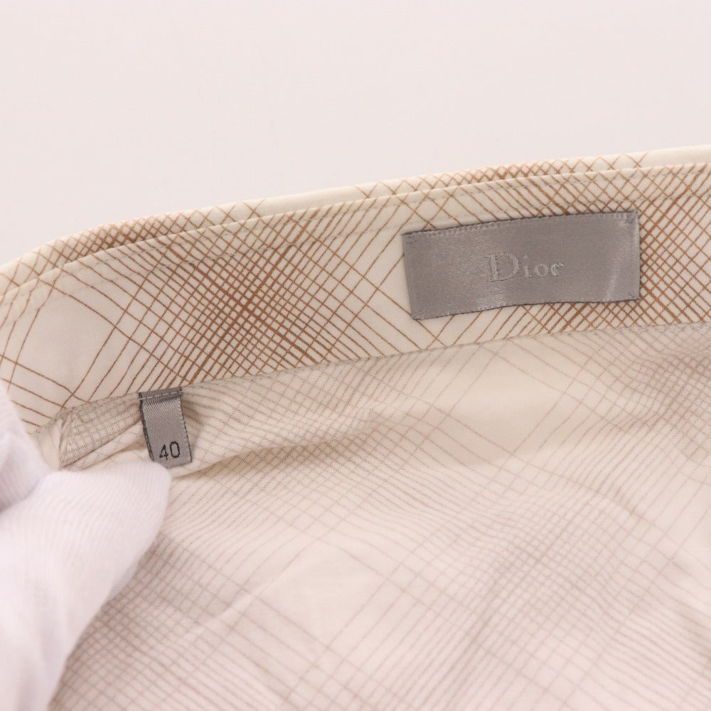 Dior Homme Long Sleeve Shirt with Eagle Embroidery and Check Pattern, Men's Size 40 (Equivalent to L), Brown and Beige