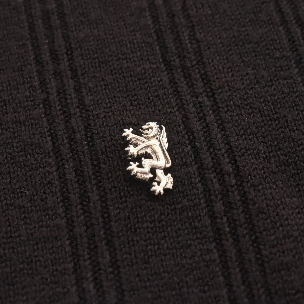 ■ プリングル セーター トップス ジップアップ シンプル ピンバッジ メンズ M ブラック