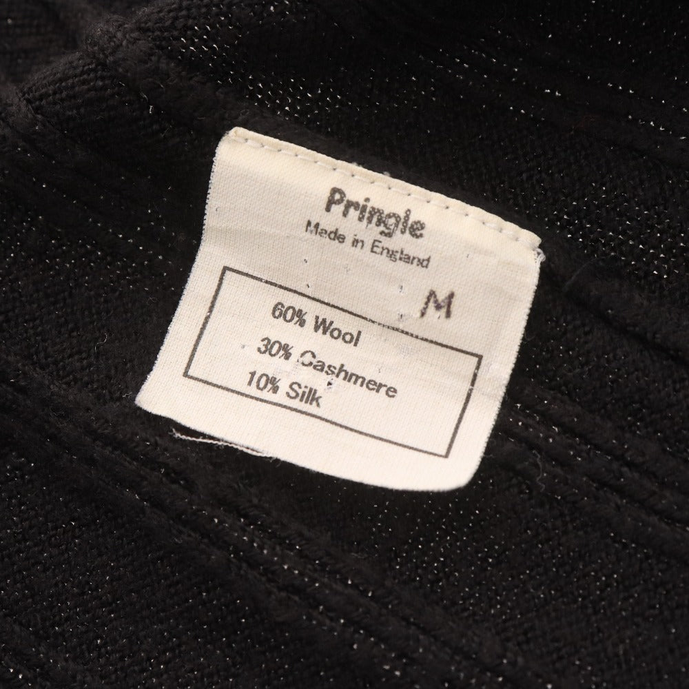 ■ プリングル セーター トップス ジップアップ シンプル ピンバッジ メンズ M ブラック