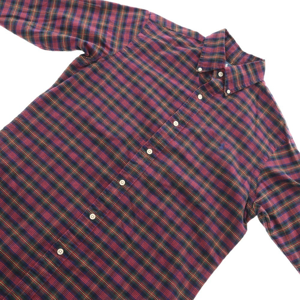 ■ ラルフローレン シャツ 長袖 トップス チェック ロゴ刺繍 ボタンダウン カスタムフィット メンズ S 170/92A レッド グリーン