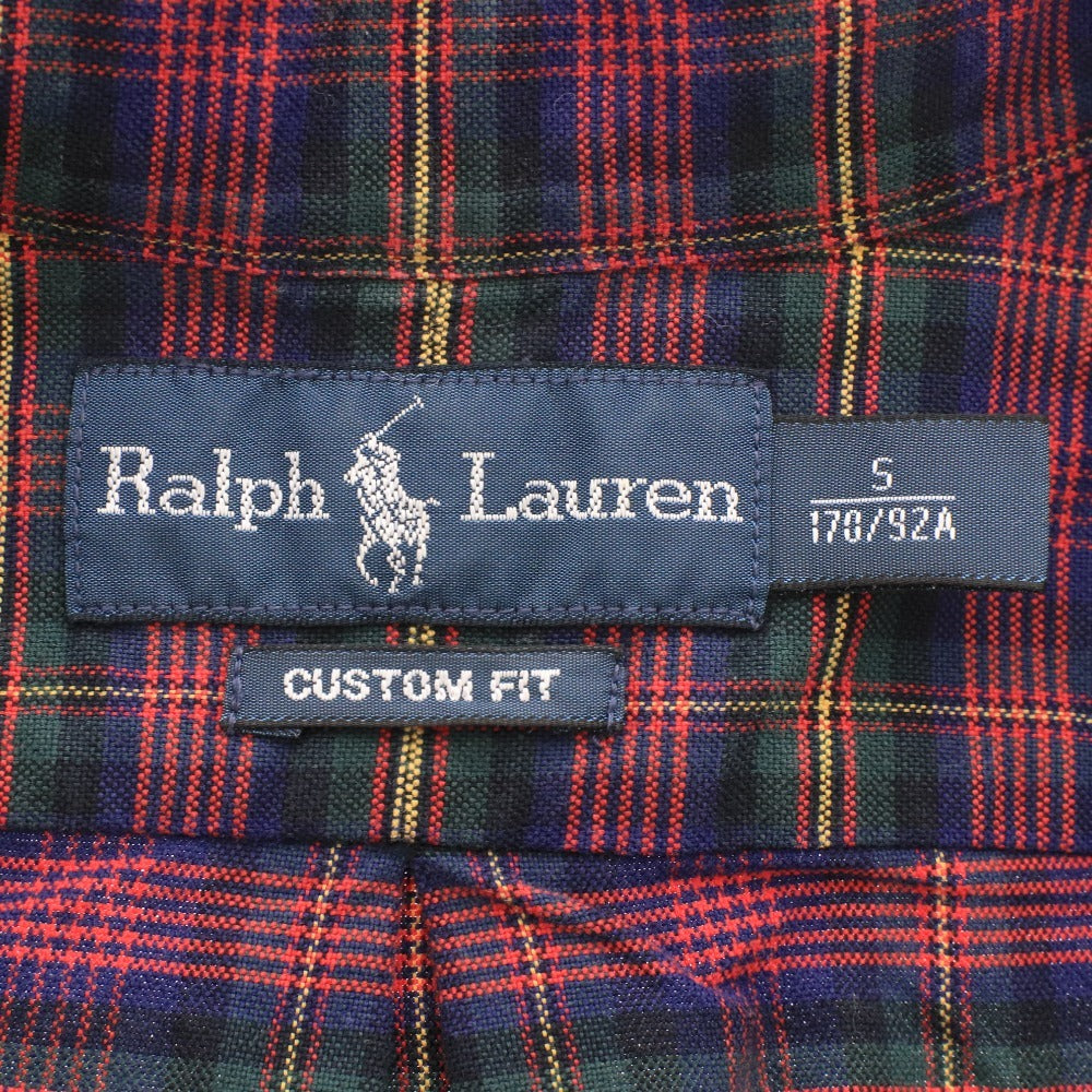 ■ ラルフローレン シャツ 長袖 トップス チェック ロゴ刺繍 ボタンダウン カスタムフィット メンズ S 170/92A レッド グリーン