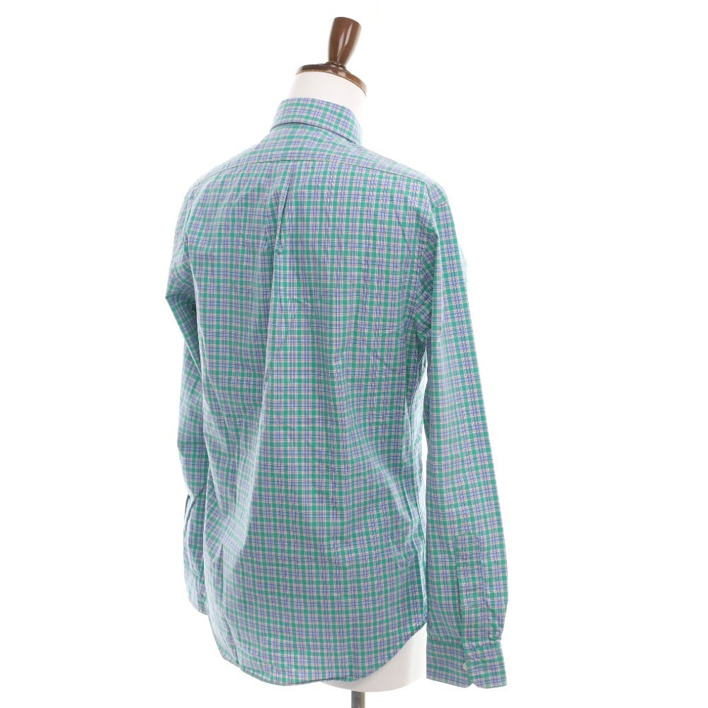■ ラルフローレン シャツ 長袖 トップス チェック ロゴ刺繍 ボタンダウン スリムフィット メンズ M/M グリーン系