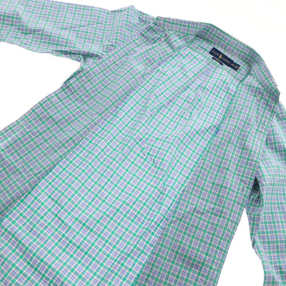 ■ ラルフローレン シャツ 長袖 トップス チェック ロゴ刺繍 ボタンダウン スリムフィット メンズ M/M グリーン系