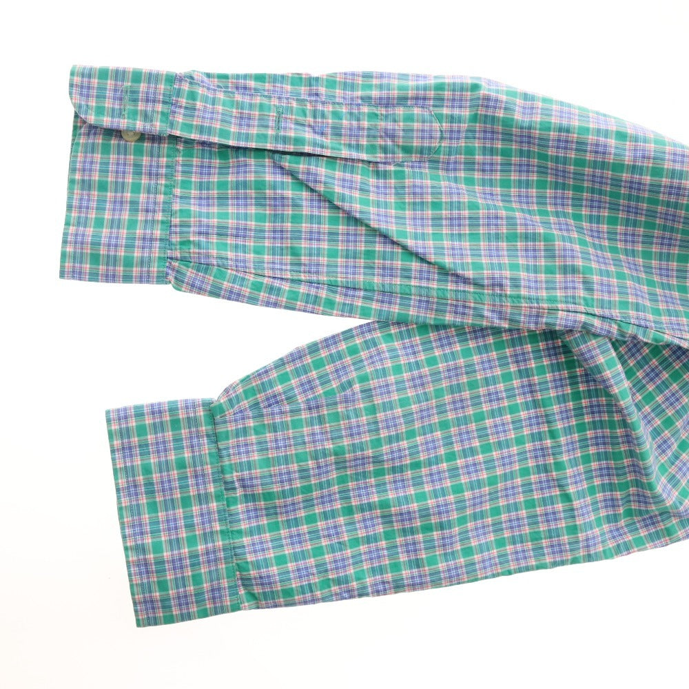 ■ ラルフローレン シャツ 長袖 トップス チェック ロゴ刺繍 ボタンダウン スリムフィット メンズ M/M グリーン系