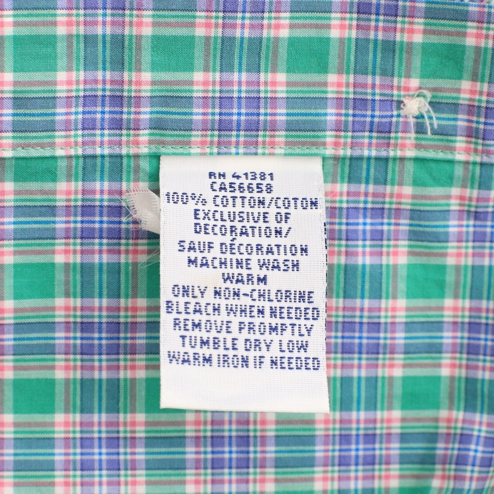 ■ ラルフローレン シャツ 長袖 トップス チェック ロゴ刺繍 ボタンダウン スリムフィット メンズ M/M グリーン系