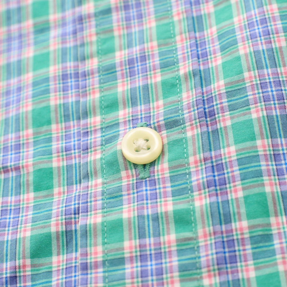 ■ ラルフローレン シャツ 長袖 トップス チェック ロゴ刺繍 ボタンダウン スリムフィット メンズ M/M グリーン系