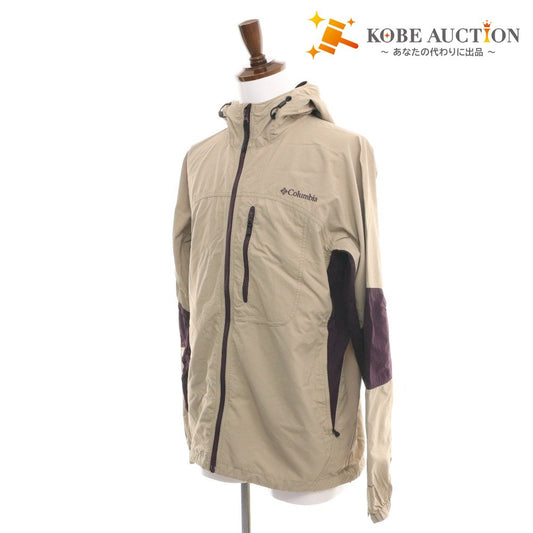 ■ コロンビア ウィンドブレーカー ナイロンジャケット アウター ジップアップ ロゴ メンズ XL ベージュ パープル