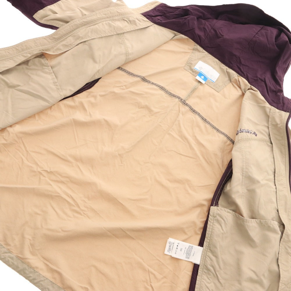 Columbia Men's XL Zip-Up Windbreaker Nylon Jacket with Logo, Beige and Purple