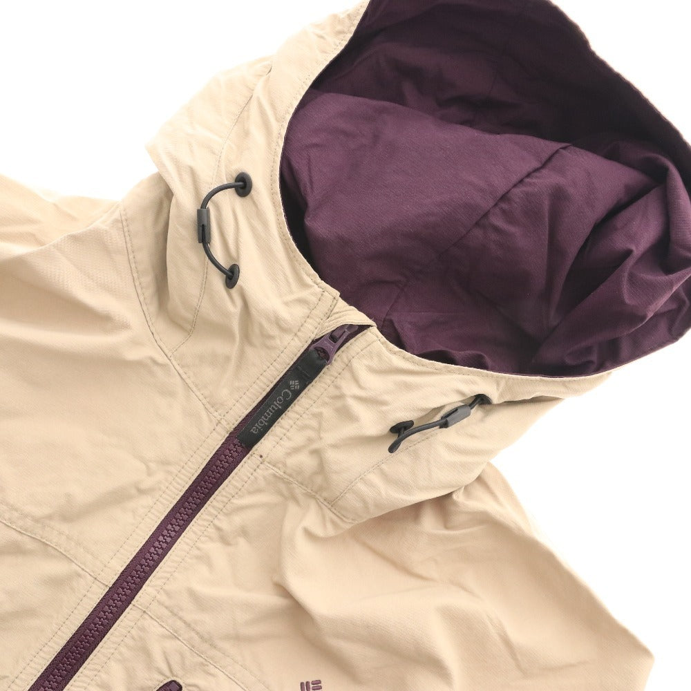 Columbia Men's XL Zip-Up Windbreaker Nylon Jacket with Logo, Beige and Purple