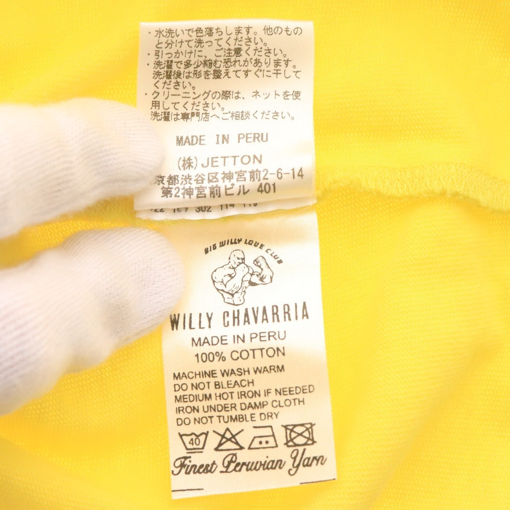 ■ ウィリーチャバリア Tシャツ ロンT BUFFALO T USA T 長袖 トップス 国旗 ロゴ プリント メンズ S イエロー 未使用