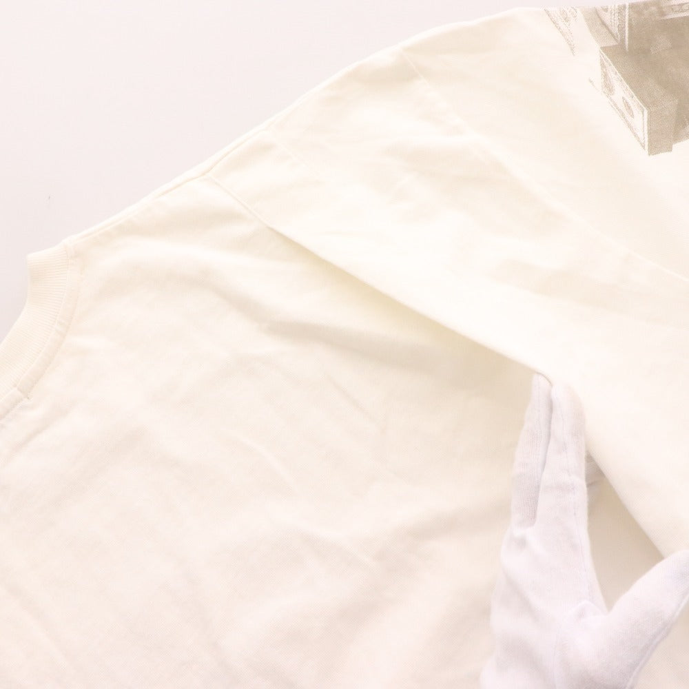 ■ ウィリーチャバリア Tシャツ ロンT BUFFALO T BACKWARDS USA 67 長袖 トップス 総柄 ロゴ プリント メンズ L ホワイト 白 未使用