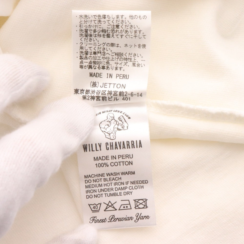 ■ ウィリーチャバリア Tシャツ ロンT BUFFALO T BACKWARDS USA 67 長袖 トップス 総柄 ロゴ プリント メンズ L ホワイト 白 未使用