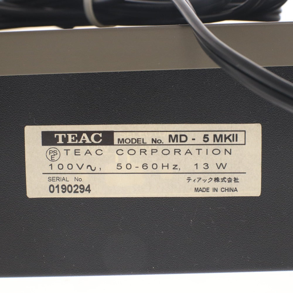 ■ TEAC ティアック ミニディスクデッキ MD-5 MK2 オーディオ機器 MDデッキ 音楽 通電確認済み 説明書付き