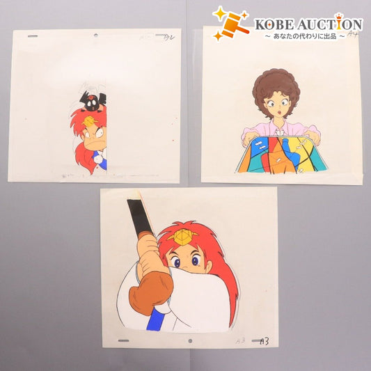 ■ ベムベムハンターこてんぐテン丸 セル画 3点セット まとめ売り 原画 動画張り付き A2 A3 A4 鞍馬テン丸 クロ 等 アニメーション