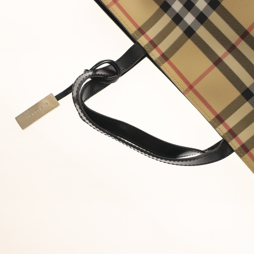 ■ バーバリー ハンドバッグ トートバッグ 鞄 チェック 内ポケット チャック レディース ベージュ 袋付き