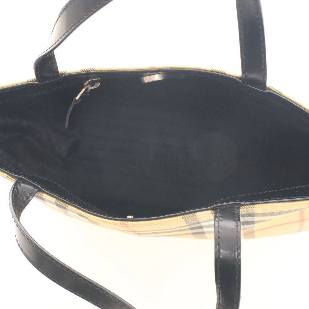 ■ バーバリー ハンドバッグ トートバッグ 鞄 チェック 内ポケット チャック レディース ベージュ 袋付き