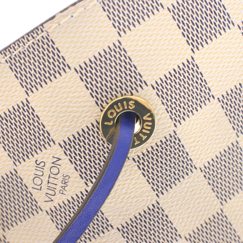 ■ ルイヴィトン ダミエ・アズール ネオノエ ショルダーバッグ 鞄 ロゴ ゴールド金具 ファスナーポケット レディース ホワイト ブルー