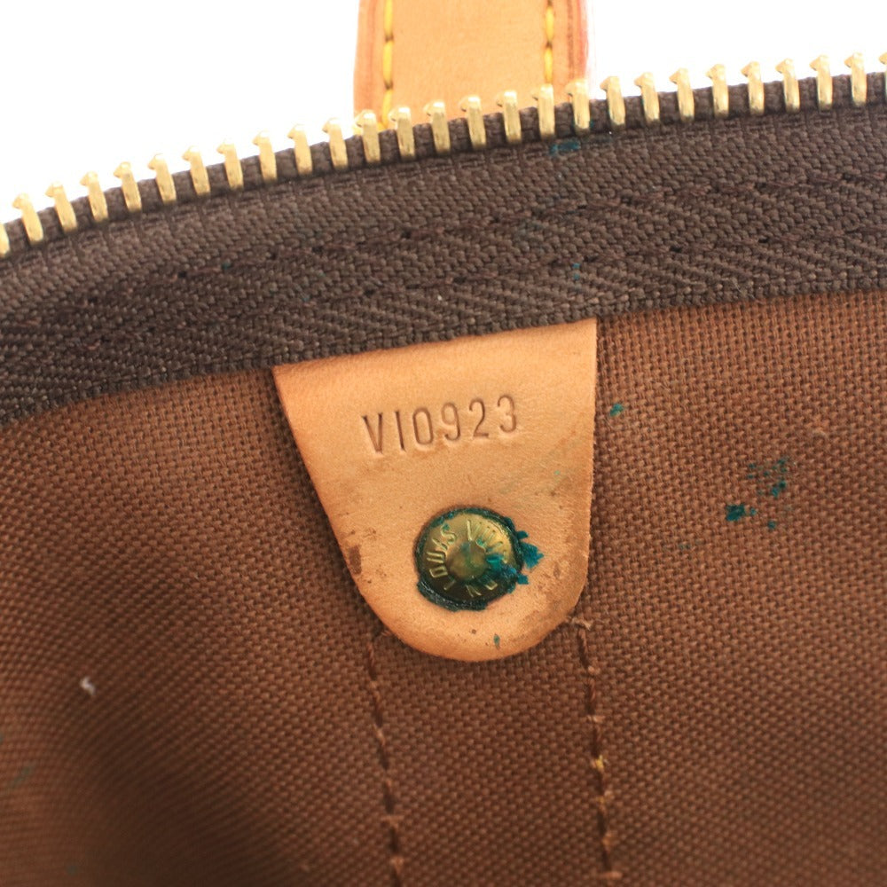 ■ Louis Vuitton Monogram Keepall Bandouliere 55 Boston Bag Handbag with Gold Hardware and Name Tag, Dark Brown