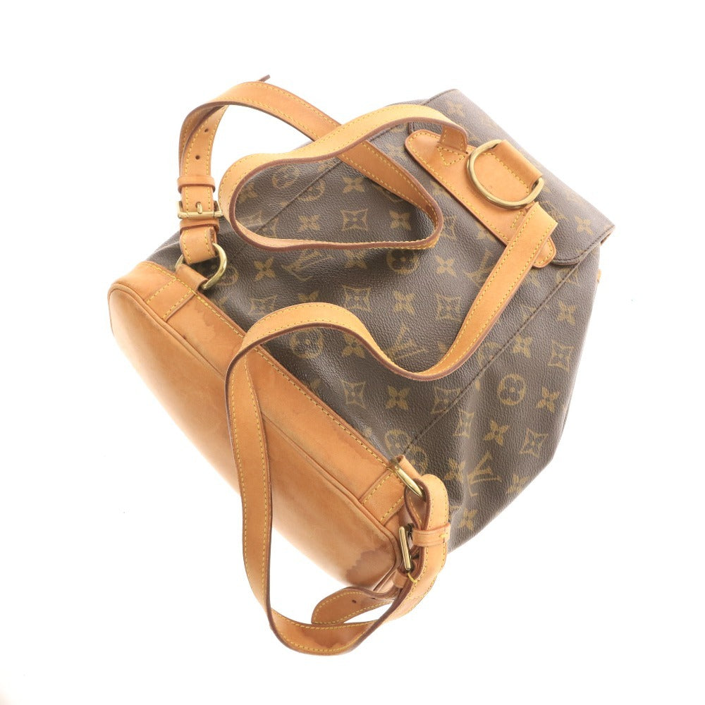 ■ ルイヴィトン モンスリMM モノグラム リュックサック デイパック 鞄 ファスナーポケット ゴールド金具 レディース ダークブラウン