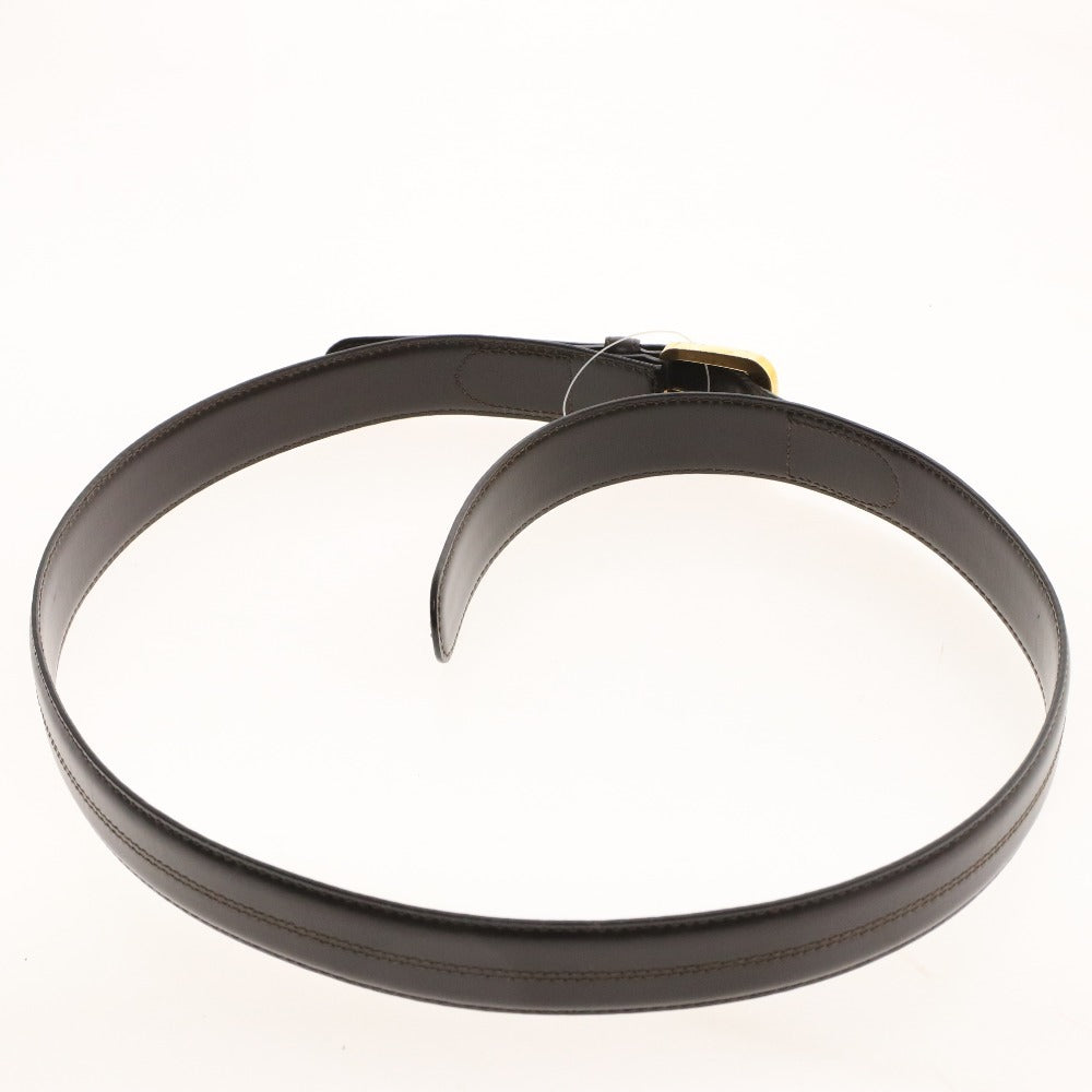 ■ CELINE セリーヌ ベルト ゴールド金具 バックル ロゴ 85 メンズ ダークブラウン 箱付き