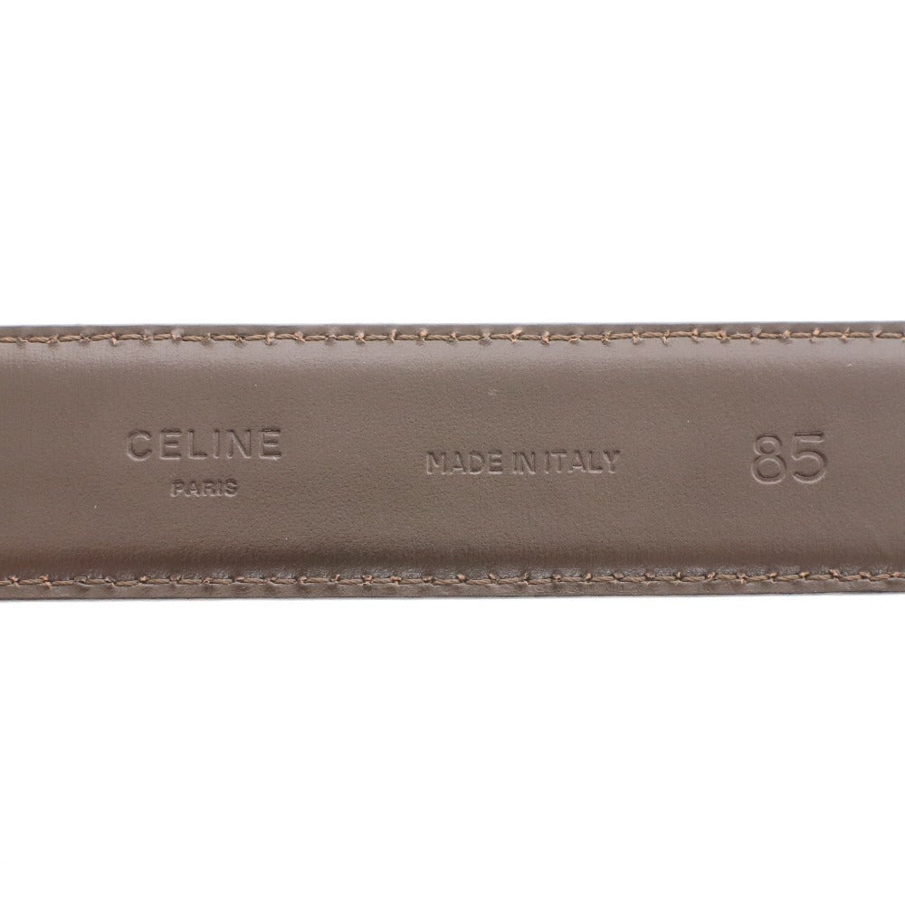 ■ CELINE セリーヌ ベルト ゴールド金具 バックル ロゴ 85 メンズ ダークブラウン 箱付き