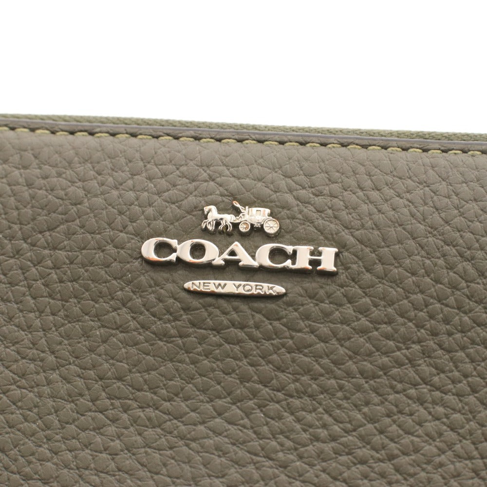 ■ COACH コーチ 長財布 ラウンドファスナー 小銭入れ 札入れ カード入れ ロゴ レディース メンズ カーキ系