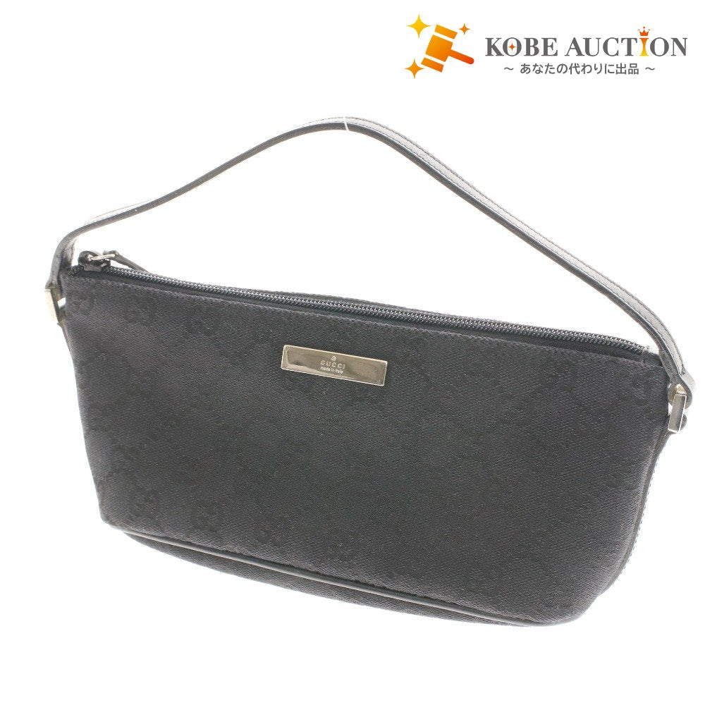 ■ GUCCI GG Canvas Mini Bag 002058 Pouch Handbag Bag Silver Hardware Open Zipper Women's Men's Black