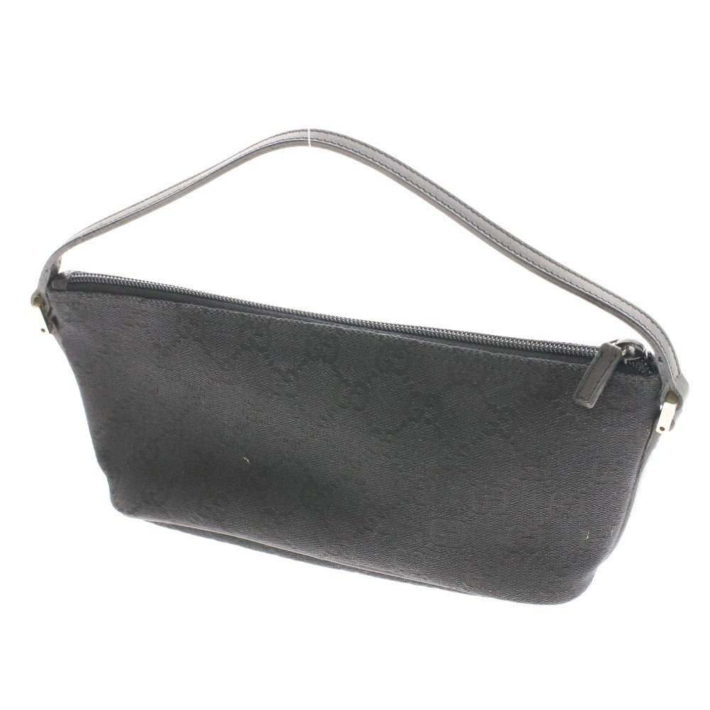 ■ GUCCI GG Canvas Mini Bag 002058 Pouch Handbag Bag Silver Hardware Open Zipper Women's Men's Black