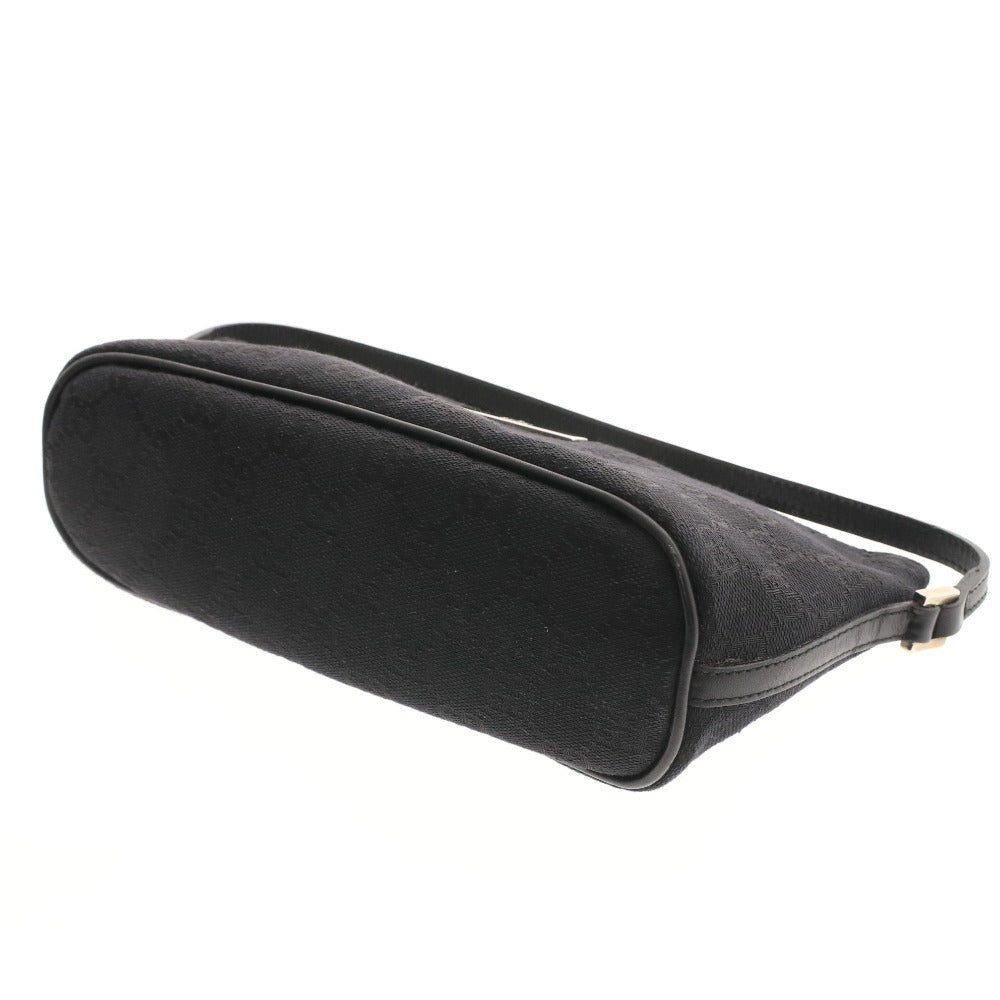 ■ GUCCI GG Canvas Mini Bag 002058 Pouch Handbag Bag Silver Hardware Open Zipper Women's Men's Black