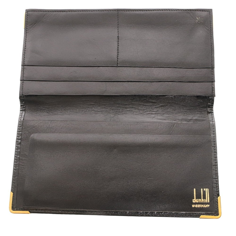 ■ dunhill ダンヒル 長財布 ウォレット 二つ折り ゴールド金具 札入れ カード入れ ロゴ メンズ ブラック 箱付き