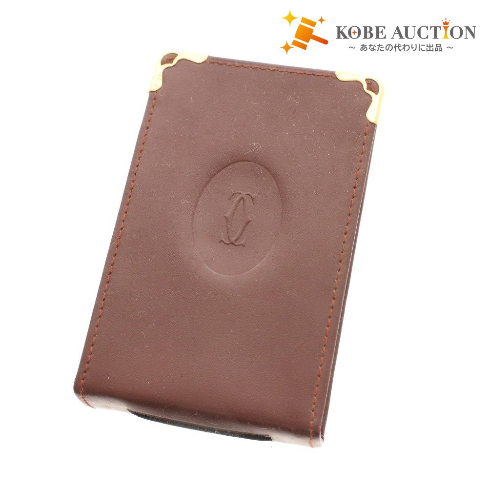 ■ CARTIER カルティエ シガレットケース マストライン たばこポーチ 喫煙グッズ ボルドー 付属品付き