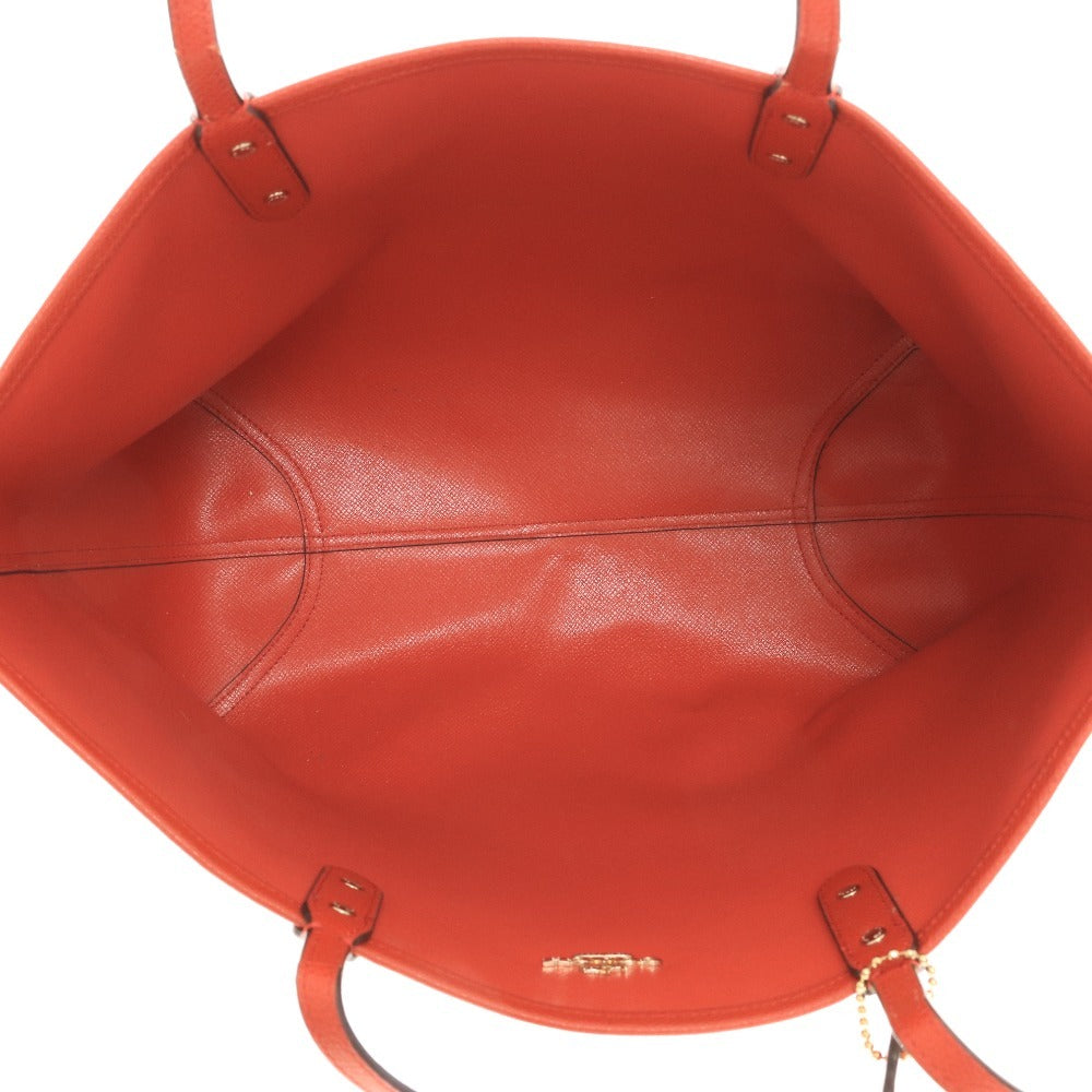 ■ COACH Signature Reversible Tote Bag, Handbag, Gold Logo, Women's, Dark Brown, Red, with Pouch
