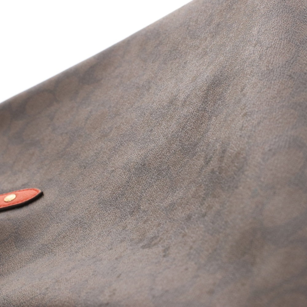 ■ COACH Signature Reversible Tote Bag, Handbag, Gold Logo, Women's, Dark Brown, Red, with Pouch