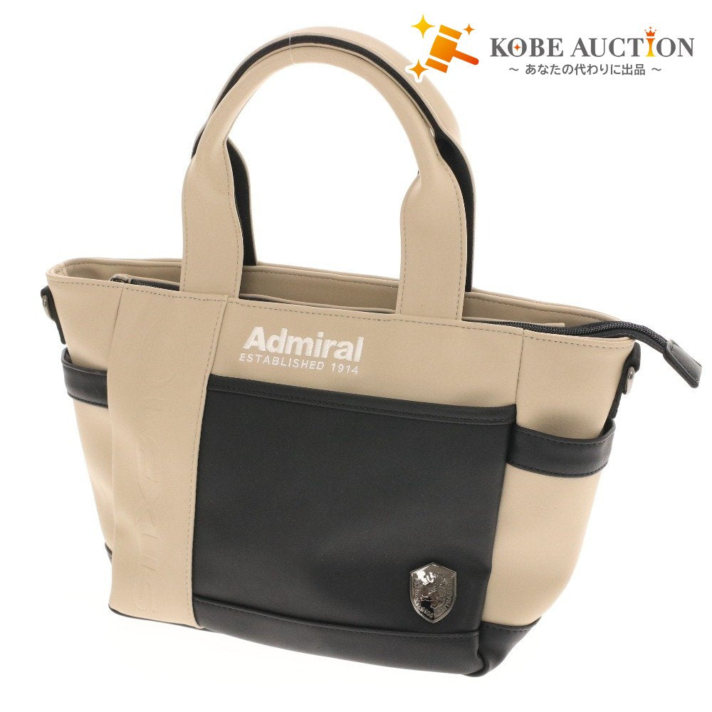 ■ Admiral アドミラル ミニ トートバッグ ハンドバッグ 鞄 ファスナー ポケット ロゴ メンズ レディース ライトベージュ