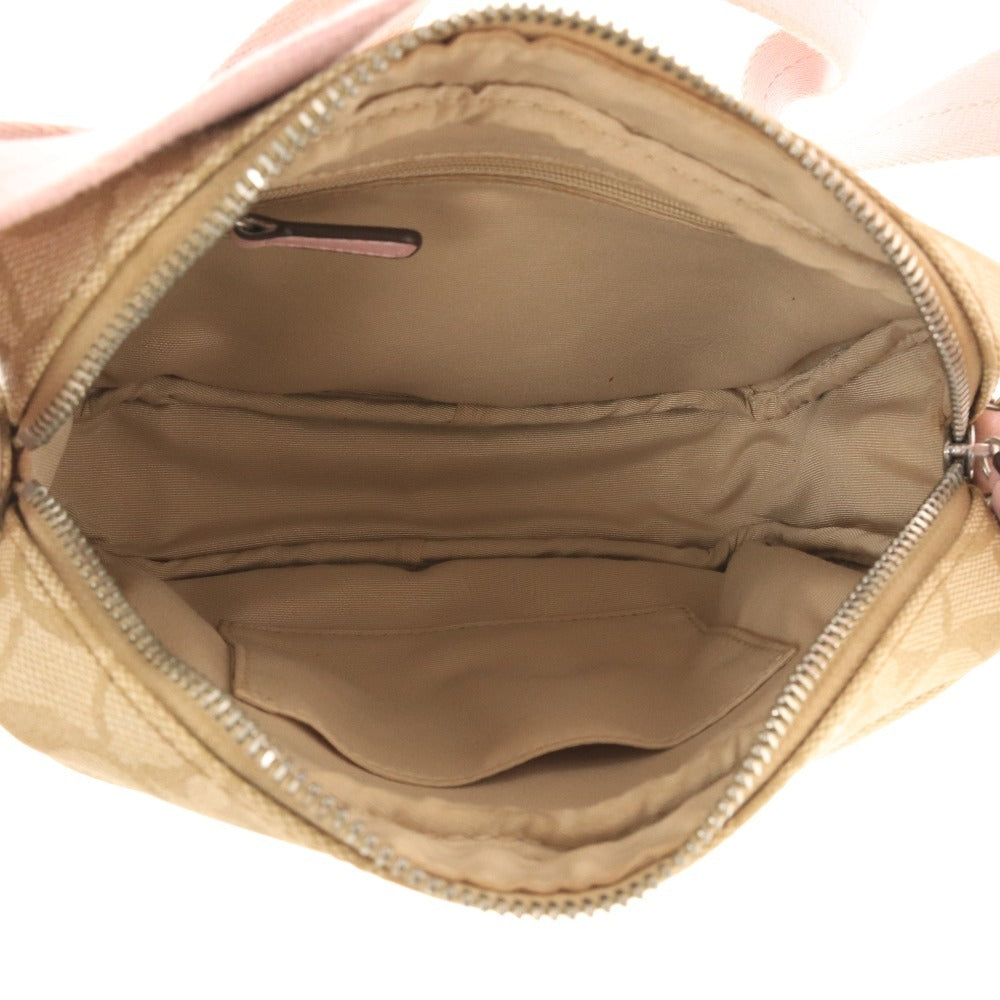 ■ COACH Signature PVC Shoulder Bag, Crossbody Bag, Zipper Closure, Logo, Women's, Beige, Pink