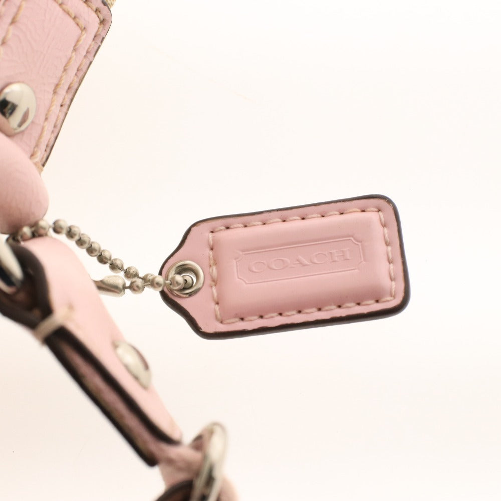 ■ COACH Signature PVC Shoulder Bag, Crossbody Bag, Zipper Closure, Logo, Women's, Beige, Pink