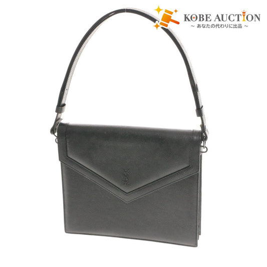 ■ イヴサンローラン ショルダーバッグ 鞄 YSLエンボスロゴ 2way ゴールドロゴ レディース ブラック 袋 箱付き