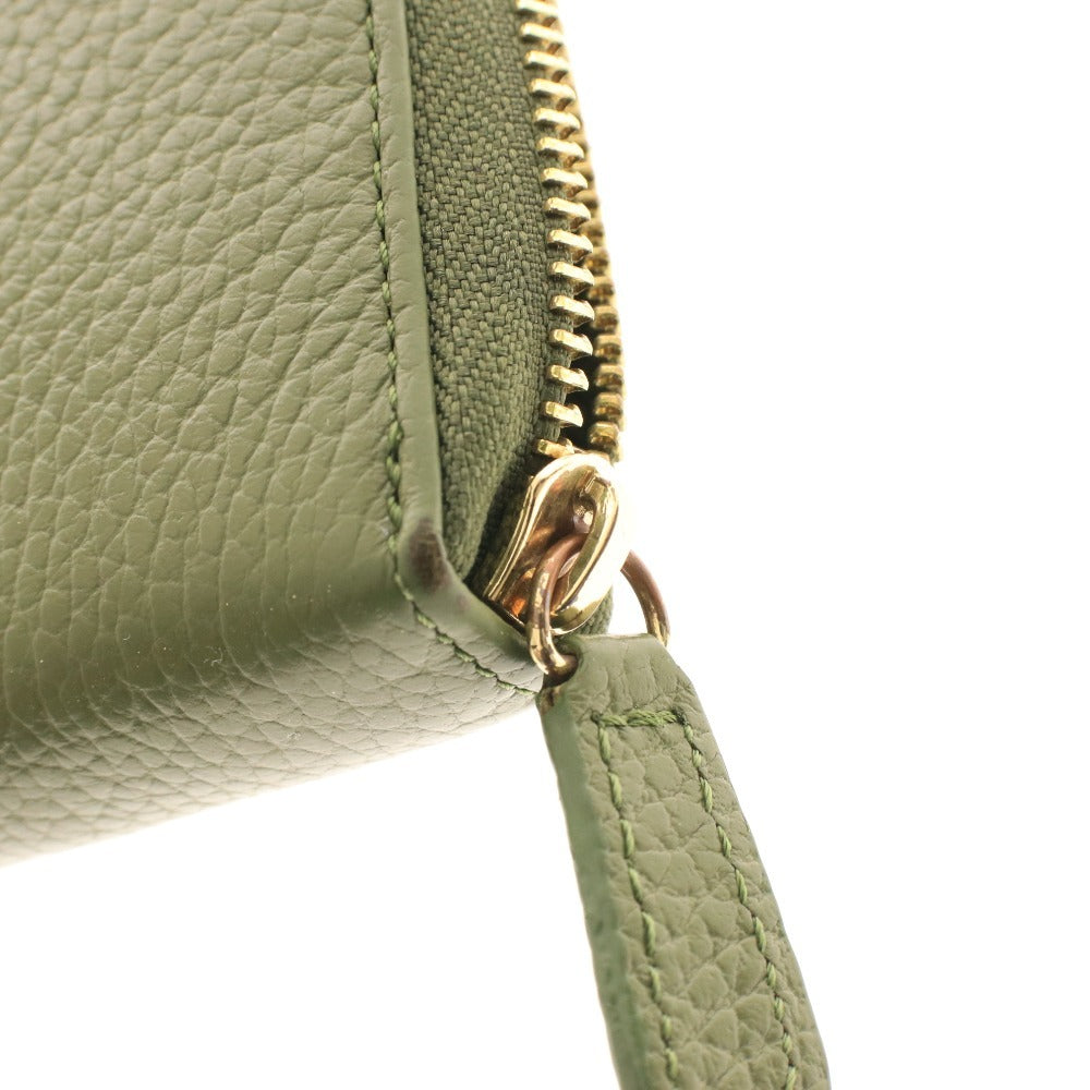 ■ mura ムラ 長財布 ウォレット ラウンドファスナー ゴールド金具 小銭入れ カード入れ メンズ レディース カーキ系 付属品付き